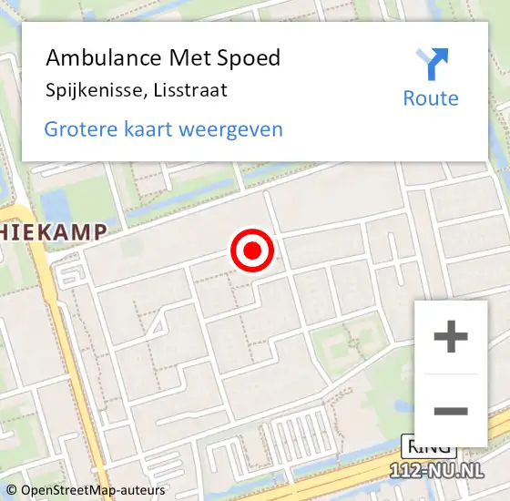 Locatie op kaart van de 112 melding: Ambulance Met Spoed Naar Spijkenisse, Lisstraat op 5 februari 2024 02:00