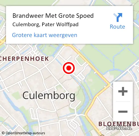 Locatie op kaart van de 112 melding: Brandweer Met Grote Spoed Naar Culemborg, Pater Wolffpad op 5 februari 2024 02:13