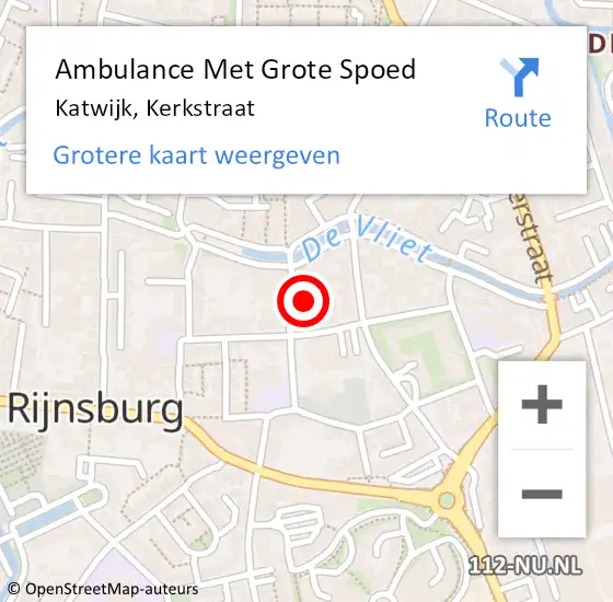 Locatie op kaart van de 112 melding: Ambulance Met Grote Spoed Naar Katwijk, Kerkstraat op 5 februari 2024 02:29
