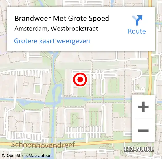 Locatie op kaart van de 112 melding: Brandweer Met Grote Spoed Naar Amsterdam, Westbroekstraat op 5 februari 2024 03:20