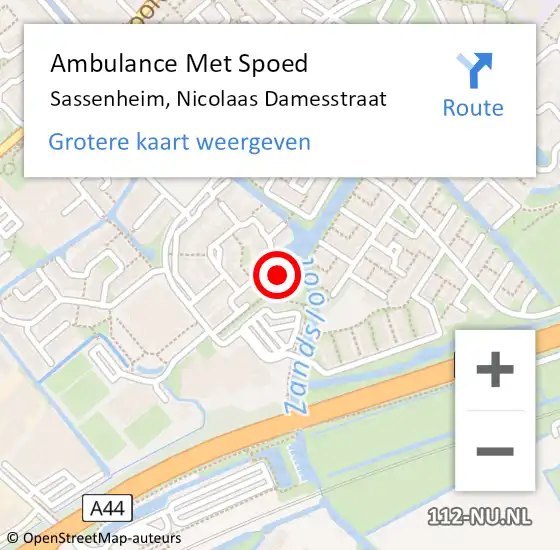 Locatie op kaart van de 112 melding: Ambulance Met Spoed Naar Sassenheim, Nicolaas Damesstraat op 5 februari 2024 04:45