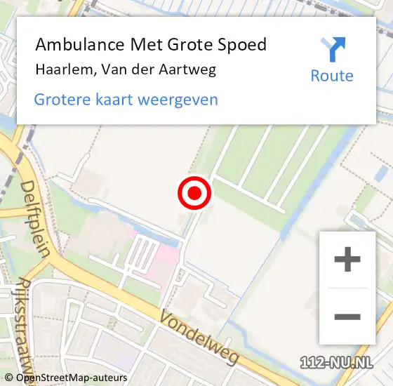 Locatie op kaart van de 112 melding: Ambulance Met Grote Spoed Naar Haarlem, Van der Aartweg op 5 februari 2024 04:47