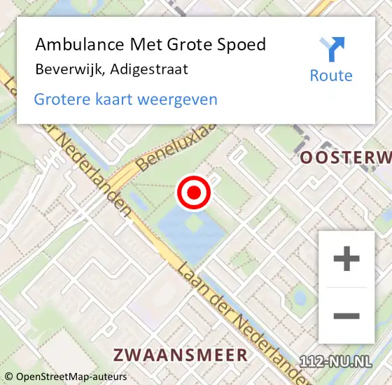 Locatie op kaart van de 112 melding: Ambulance Met Grote Spoed Naar Beverwijk, Adigestraat op 5 februari 2024 05:41
