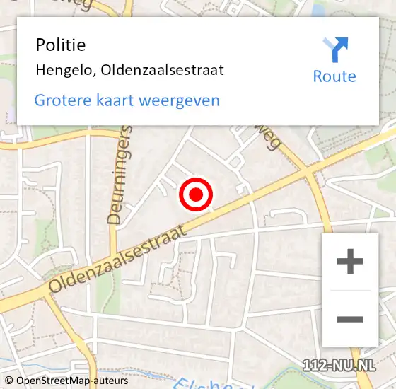 Locatie op kaart van de 112 melding: Politie Hengelo, Oldenzaalsestraat op 5 februari 2024 06:34