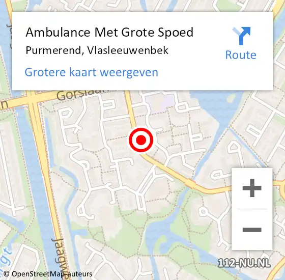 Locatie op kaart van de 112 melding: Ambulance Met Grote Spoed Naar Purmerend, Vlasleeuwenbek op 5 februari 2024 06:41