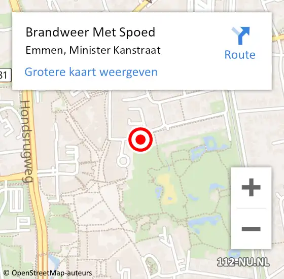 Locatie op kaart van de 112 melding: Brandweer Met Spoed Naar Emmen, Minister Kanstraat op 5 februari 2024 07:07