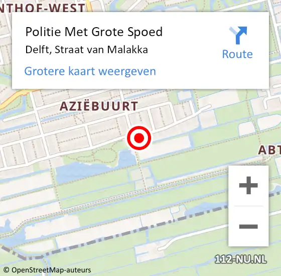 Locatie op kaart van de 112 melding: Politie Met Grote Spoed Naar Delft, Straat van Malakka op 5 februari 2024 07:25