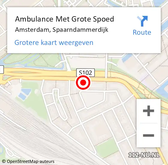Locatie op kaart van de 112 melding: Ambulance Met Grote Spoed Naar Amsterdam, Spaarndammerdijk op 5 februari 2024 07:38