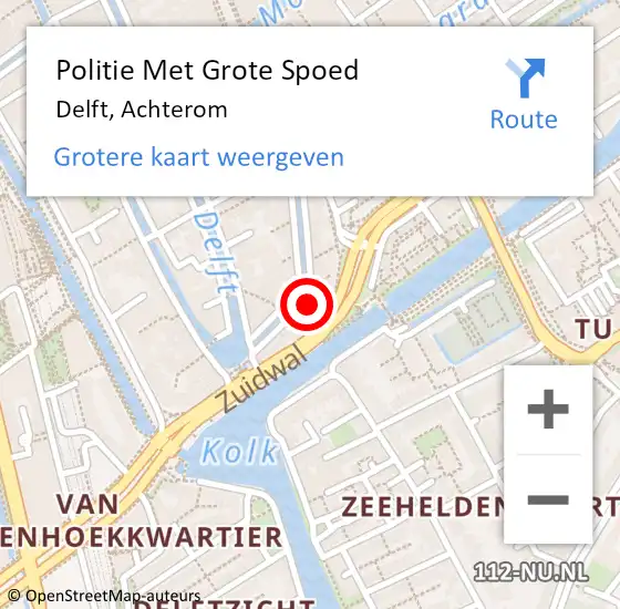 Locatie op kaart van de 112 melding: Politie Met Grote Spoed Naar Delft, Achterom op 5 februari 2024 08:02