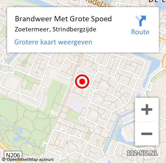 Locatie op kaart van de 112 melding: Brandweer Met Grote Spoed Naar Zoetermeer, Strindbergzijde op 5 februari 2024 08:20