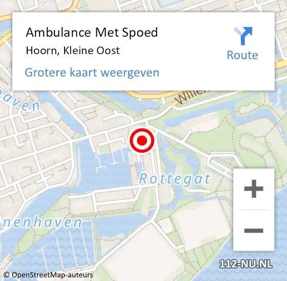Locatie op kaart van de 112 melding: Ambulance Met Spoed Naar Hoorn, Kleine Oost op 5 februari 2024 08:30