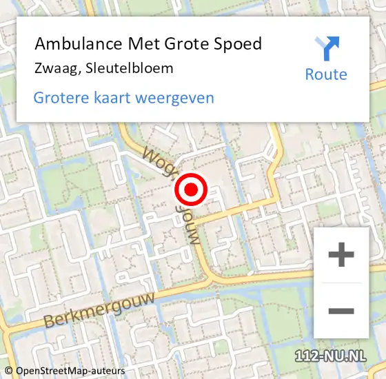 Locatie op kaart van de 112 melding: Ambulance Met Grote Spoed Naar Zwaag, Sleutelbloem op 5 februari 2024 08:47