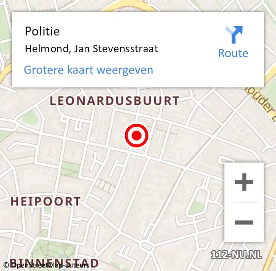 Locatie op kaart van de 112 melding: Politie Helmond, Jan Stevensstraat op 5 februari 2024 08:56