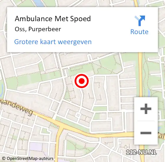 Locatie op kaart van de 112 melding: Ambulance Met Spoed Naar Oss, Purperbeer op 24 september 2014 17:55