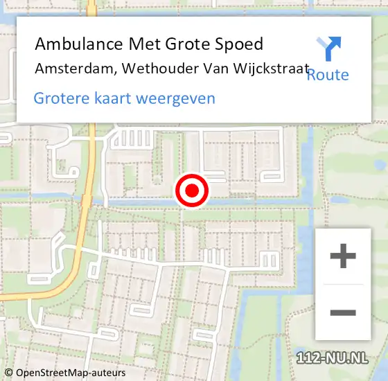 Locatie op kaart van de 112 melding: Ambulance Met Grote Spoed Naar Amsterdam, Wethouder Van Wijckstraat op 5 februari 2024 09:05