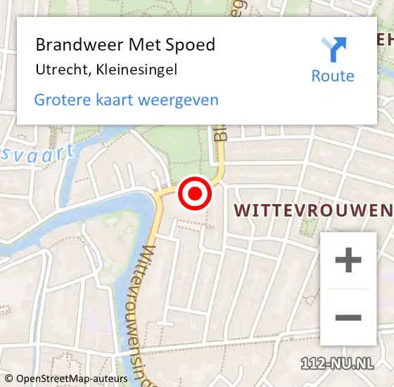 Locatie op kaart van de 112 melding: Brandweer Met Spoed Naar Utrecht, Kleinesingel op 5 februari 2024 09:12