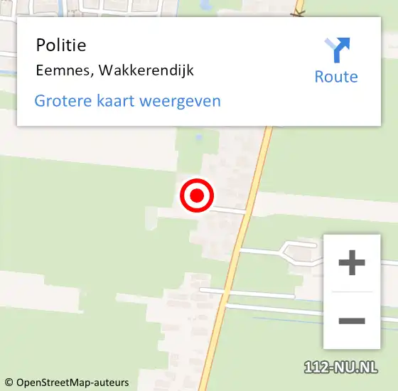Locatie op kaart van de 112 melding: Politie Eemnes, Wakkerendijk op 5 februari 2024 09:12