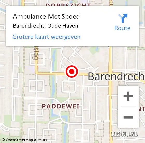 Locatie op kaart van de 112 melding: Ambulance Met Spoed Naar Barendrecht, Oude Haven op 5 februari 2024 09:29