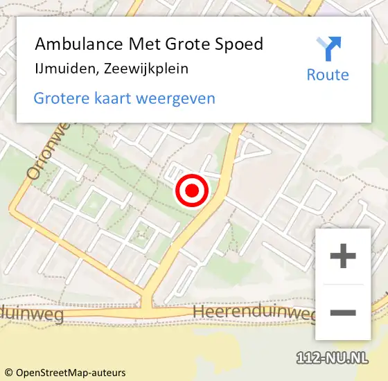 Locatie op kaart van de 112 melding: Ambulance Met Grote Spoed Naar IJmuiden, Zeewijkplein op 5 februari 2024 09:59