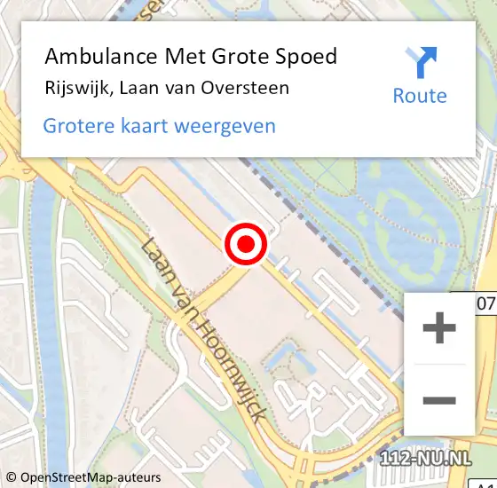 Locatie op kaart van de 112 melding: Ambulance Met Grote Spoed Naar Rijswijk, Laan van Oversteen op 5 februari 2024 10:18