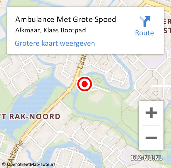 Locatie op kaart van de 112 melding: Ambulance Met Grote Spoed Naar Alkmaar, Klaas Bootpad op 5 februari 2024 10:28