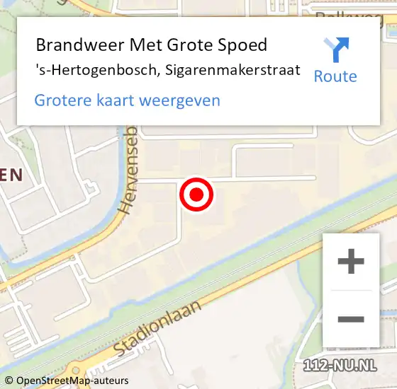 Locatie op kaart van de 112 melding: Brandweer Met Grote Spoed Naar 's-Hertogenbosch, Sigarenmakerstraat op 5 februari 2024 10:32