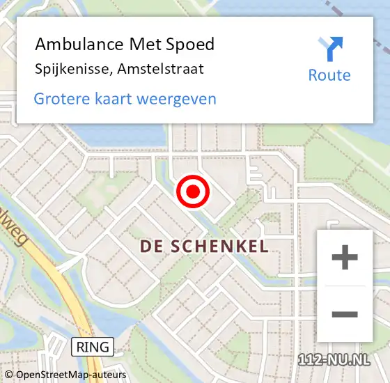 Locatie op kaart van de 112 melding: Ambulance Met Spoed Naar Spijkenisse, Amstelstraat op 5 februari 2024 10:35