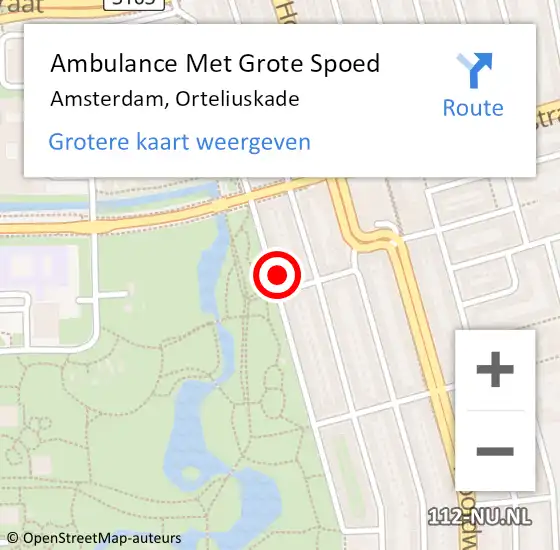 Locatie op kaart van de 112 melding: Ambulance Met Grote Spoed Naar Amsterdam, Orteliuskade op 5 februari 2024 10:57