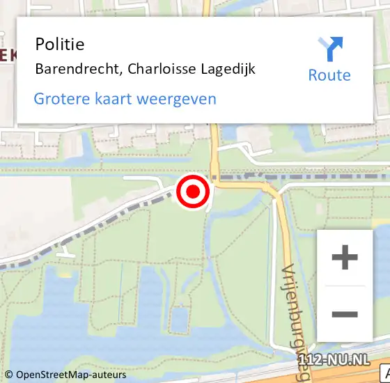 Locatie op kaart van de 112 melding: Politie Barendrecht, Charloisse Lagedijk op 5 februari 2024 11:05