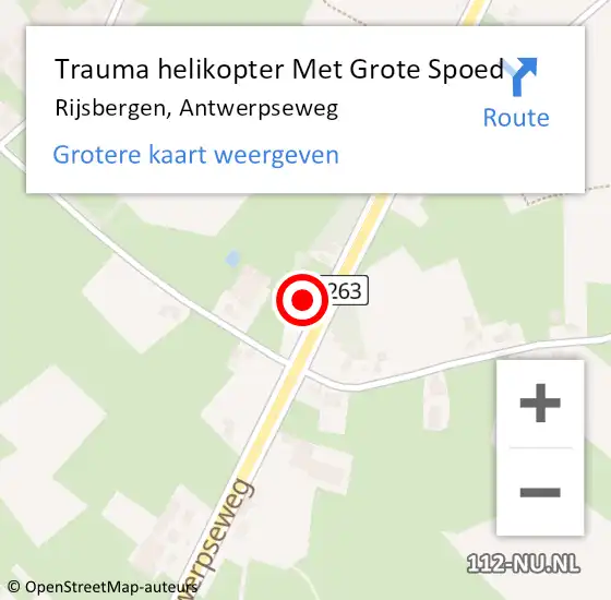 Locatie op kaart van de 112 melding: Trauma helikopter Met Grote Spoed Naar Rijsbergen, Antwerpseweg op 5 februari 2024 11:17