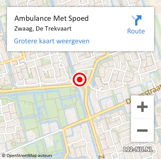 Locatie op kaart van de 112 melding: Ambulance Met Spoed Naar Zwaag, De Trekvaart op 5 februari 2024 11:19