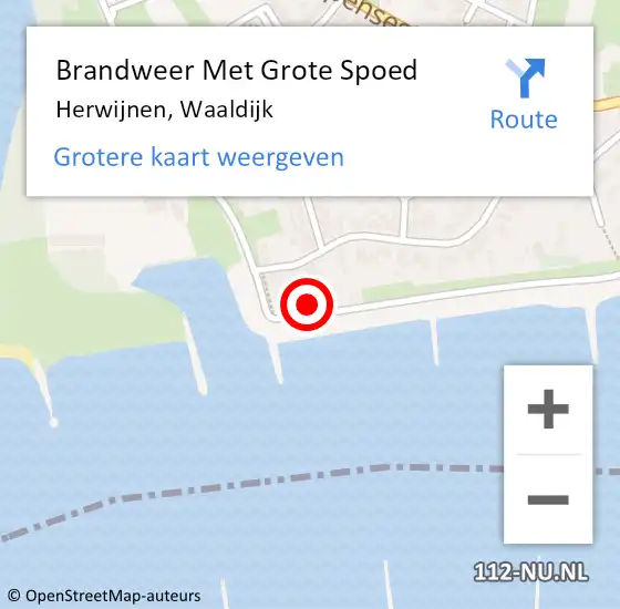 Locatie op kaart van de 112 melding: Brandweer Met Grote Spoed Naar Herwijnen, Waaldijk op 5 februari 2024 11:24