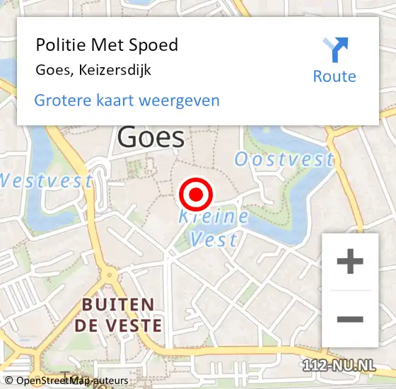 Locatie op kaart van de 112 melding: Politie Met Spoed Naar Goes, Keizersdijk op 5 februari 2024 11:49