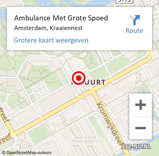 Locatie op kaart van de 112 melding: Ambulance Met Grote Spoed Naar Amsterdam, Kraaiennest op 5 februari 2024 11:59