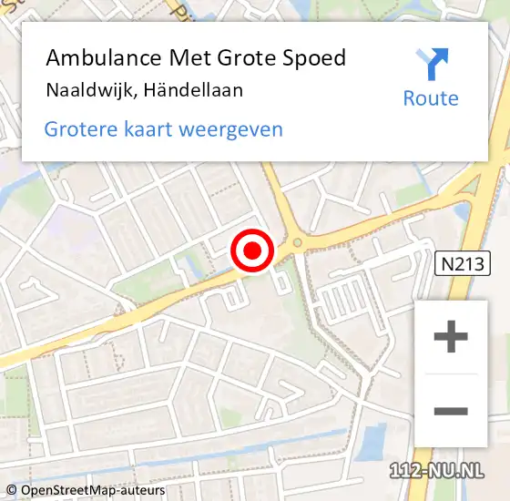 Locatie op kaart van de 112 melding: Ambulance Met Grote Spoed Naar Naaldwijk, Händellaan op 5 februari 2024 12:15