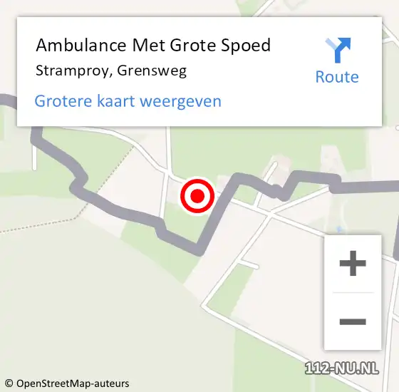 Locatie op kaart van de 112 melding: Ambulance Met Grote Spoed Naar Stramproy, Grensweg op 5 februari 2024 12:42