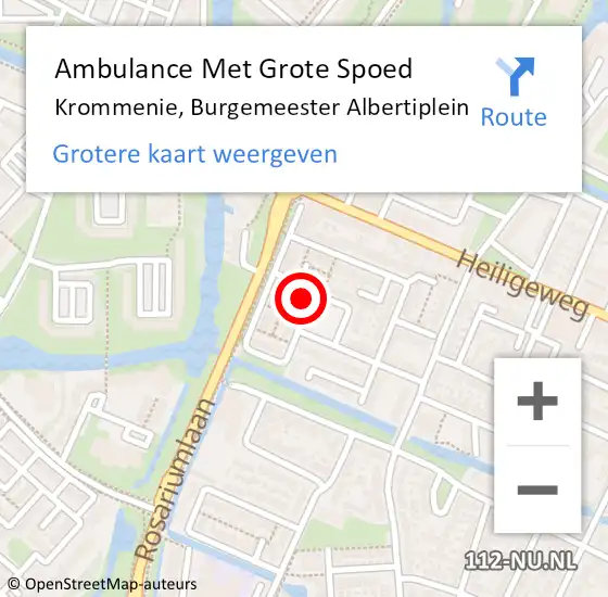 Locatie op kaart van de 112 melding: Ambulance Met Grote Spoed Naar Krommenie, Burgemeester Albertiplein op 5 februari 2024 12:44