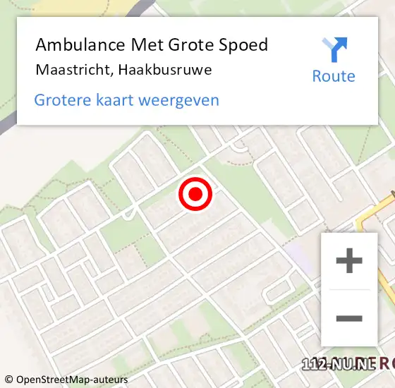 Locatie op kaart van de 112 melding: Ambulance Met Grote Spoed Naar Maastricht, Haakbusruwe op 24 september 2014 18:27