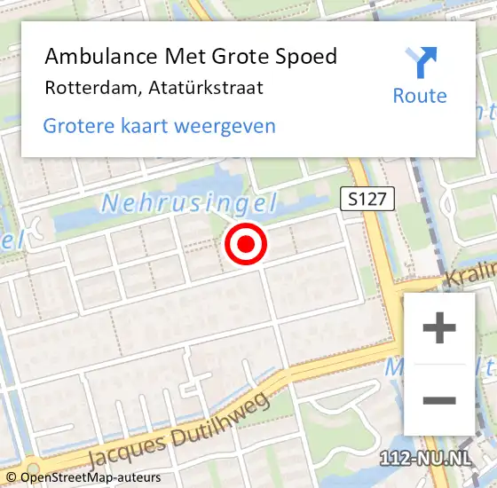 Locatie op kaart van de 112 melding: Ambulance Met Grote Spoed Naar Rotterdam, Atatürkstraat op 5 februari 2024 13:43