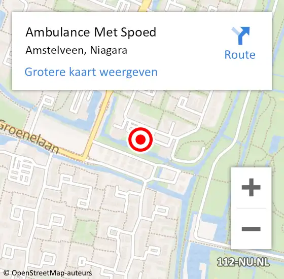 Locatie op kaart van de 112 melding: Ambulance Met Spoed Naar Amstelveen, Niagara op 5 februari 2024 14:08