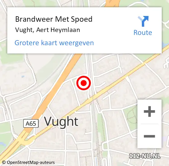 Locatie op kaart van de 112 melding: Brandweer Met Spoed Naar Vught, Aert Heymlaan op 5 februari 2024 14:12