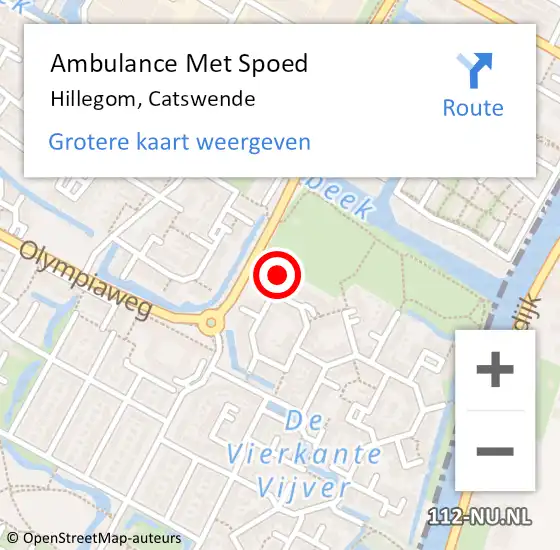Locatie op kaart van de 112 melding: Ambulance Met Spoed Naar Hillegom, Catswende op 5 februari 2024 14:18