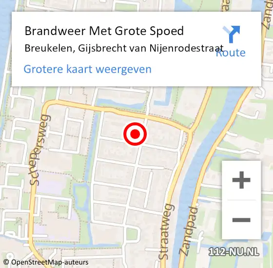 Locatie op kaart van de 112 melding: Brandweer Met Grote Spoed Naar Breukelen, Gijsbrecht van Nijenrodestraat op 5 februari 2024 14:31