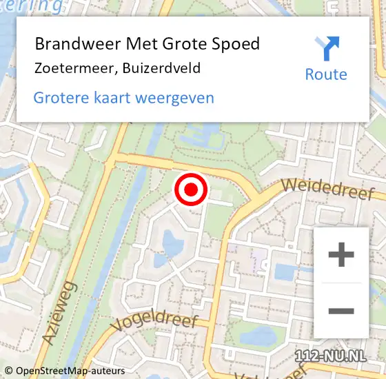 Locatie op kaart van de 112 melding: Brandweer Met Grote Spoed Naar Zoetermeer, Buizerdveld op 5 februari 2024 14:34