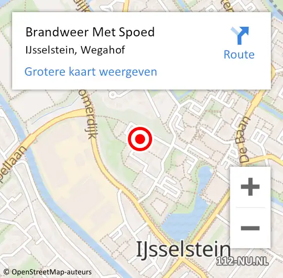 Locatie op kaart van de 112 melding: Brandweer Met Spoed Naar IJsselstein, Wegahof op 5 februari 2024 14:39