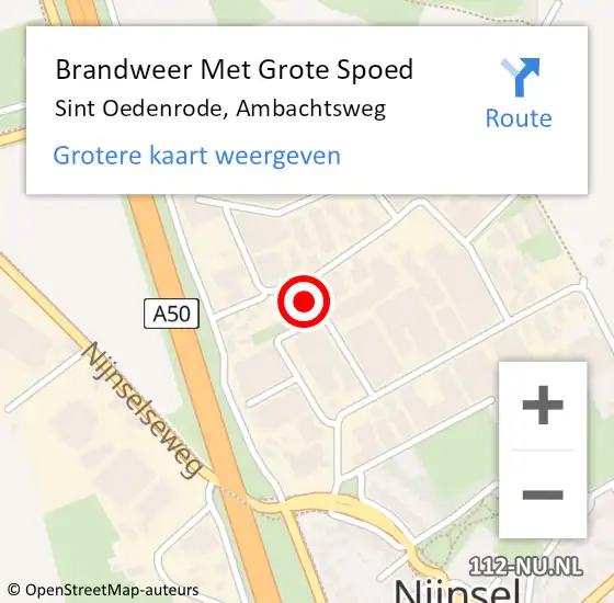 Locatie op kaart van de 112 melding: Brandweer Met Grote Spoed Naar Sint Oedenrode, Ambachtsweg op 5 februari 2024 15:12