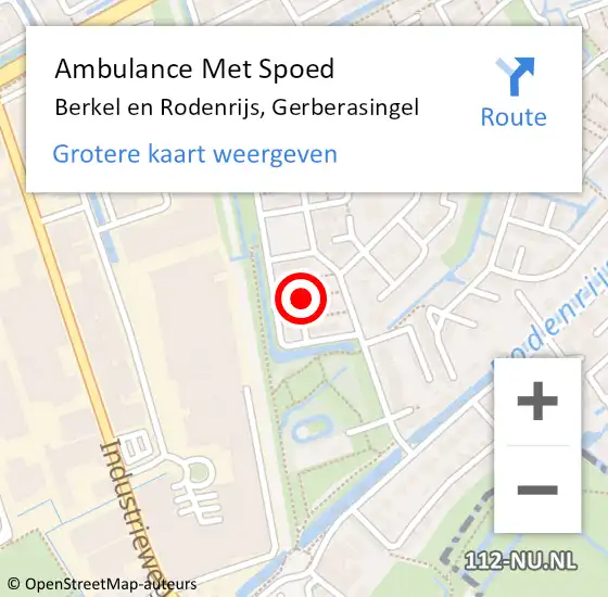 Locatie op kaart van de 112 melding: Ambulance Met Spoed Naar Berkel en Rodenrijs, Gerberasingel op 5 februari 2024 15:53