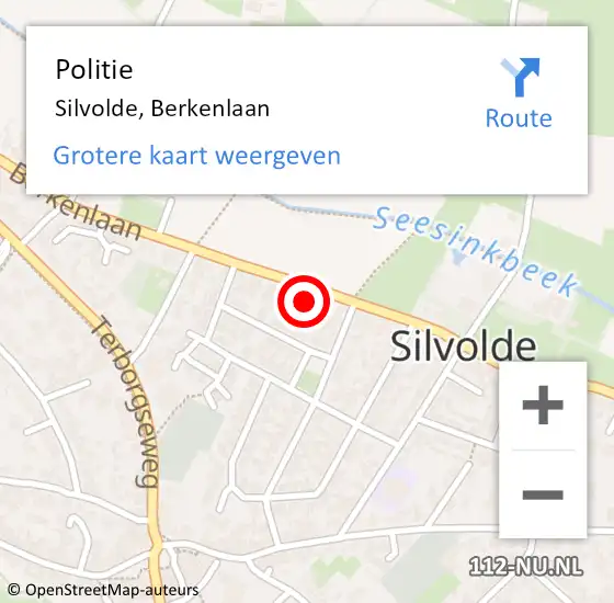 Locatie op kaart van de 112 melding: Politie Silvolde, Berkenlaan op 5 februari 2024 16:14