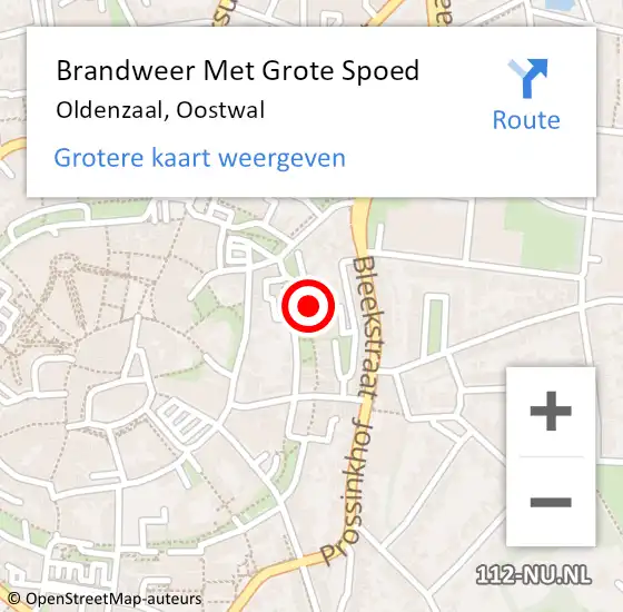 Locatie op kaart van de 112 melding: Brandweer Met Grote Spoed Naar Oldenzaal, Oostwal op 24 september 2014 18:52