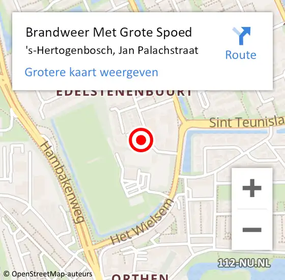 Locatie op kaart van de 112 melding: Brandweer Met Grote Spoed Naar 's-Hertogenbosch, Jan Palachstraat op 5 februari 2024 16:30